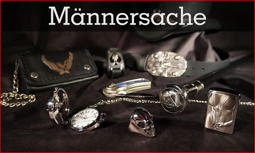 männersache rock merchandise lederzeug taschenuhren bikerschmuck messer feuerzeuge
